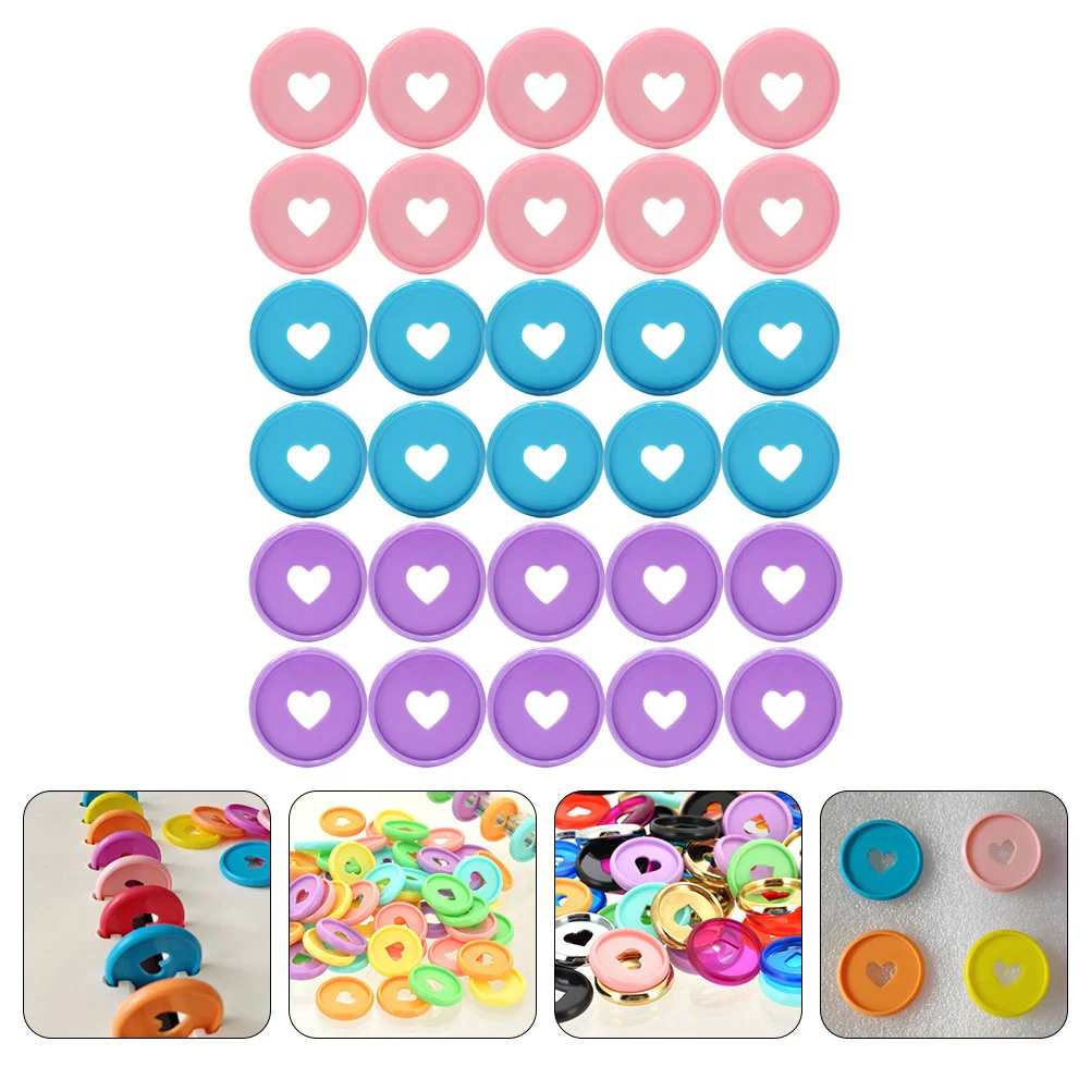 

30 Pcs Heart Binding Buckle Plastic Binder Rings Discbound Expansion Discs Colored Clips Loose Leaf Travel Keychain