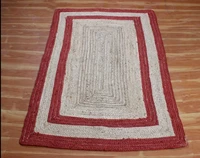 rug 100 natural jute braided handmade carpet rustic modern look area rug red double stripe decoration runner rugs