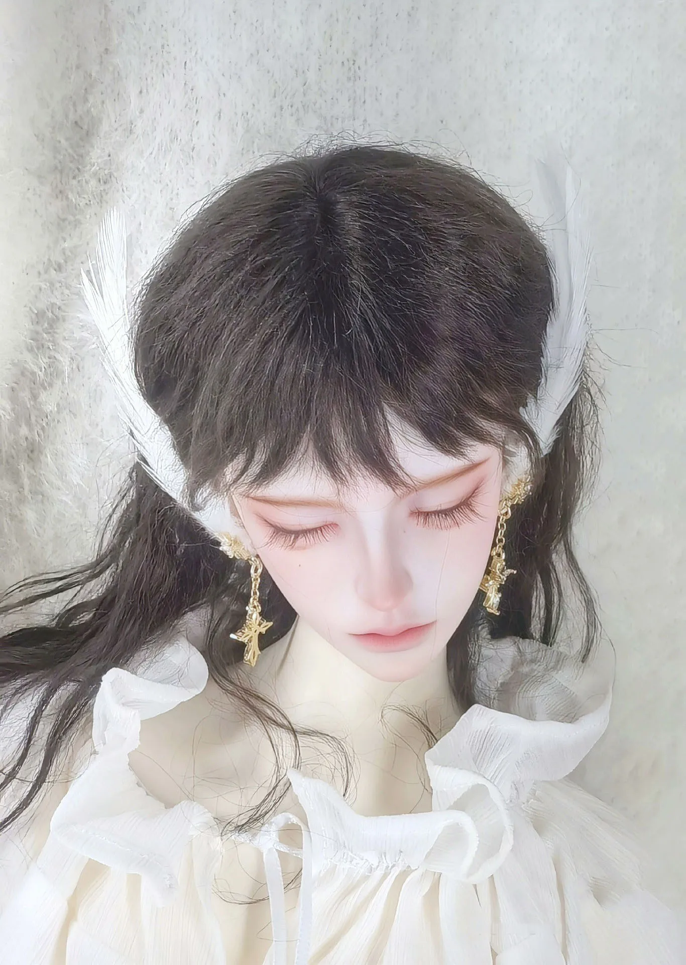 Серьги с перьями в новом стиле модель 1/3 1/4 BJD украшения для кукол Toys