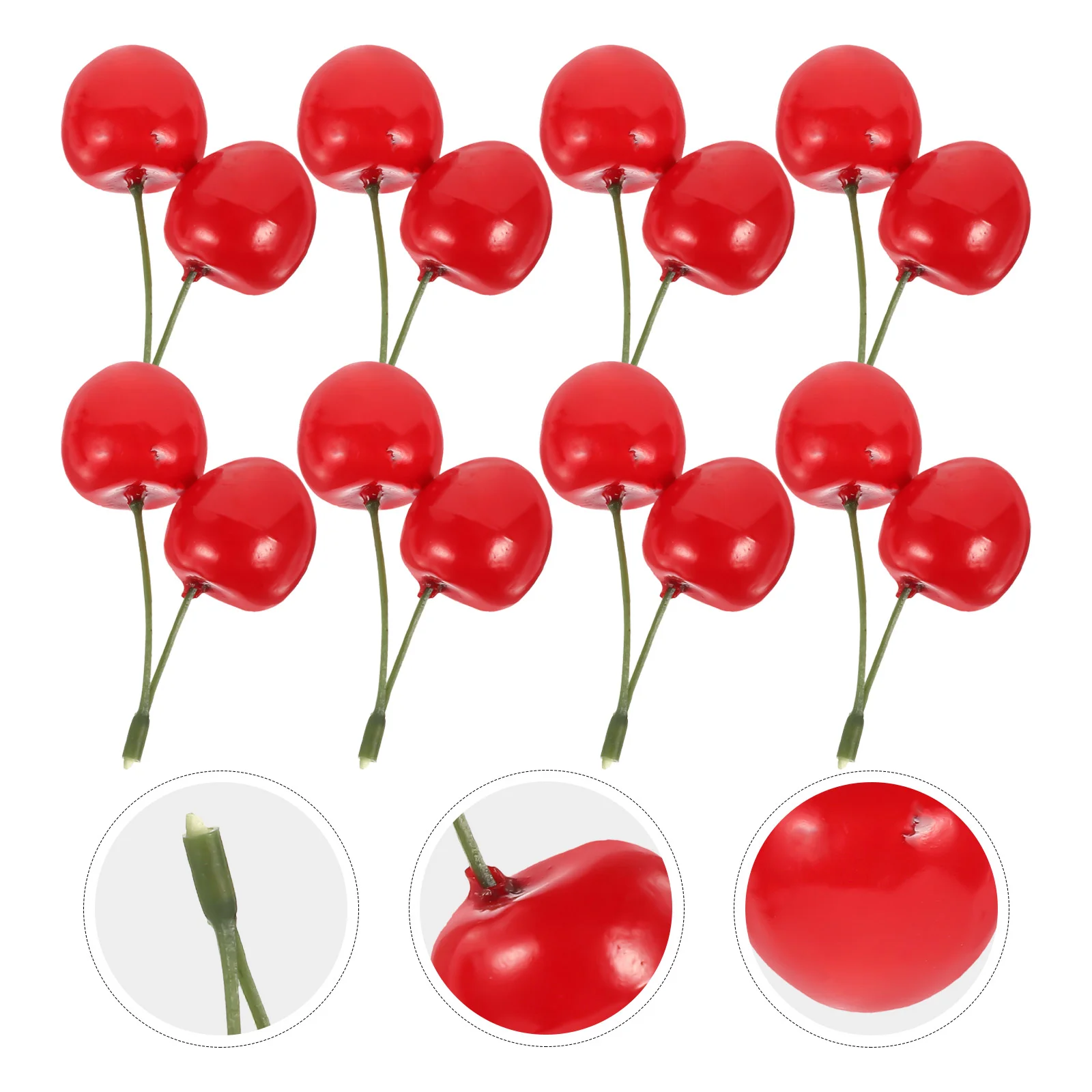 

10 Pcs Artificial Cherry Simulated Fruit Models Kids Food Toys Cabinet Decor Photo Prop Simulation Strawberry Adornment