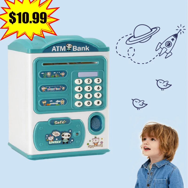 Piggy Bank Money Box With Fingerprint Electronic ATM Savings Box For Coins Cash Safe Large Coin Bank Password Lock For Children