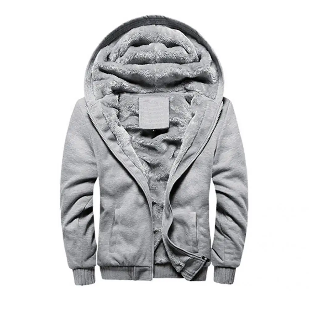 

Warm Trendy Loose Winter Coat Pockets Men Coat Solid Color for School