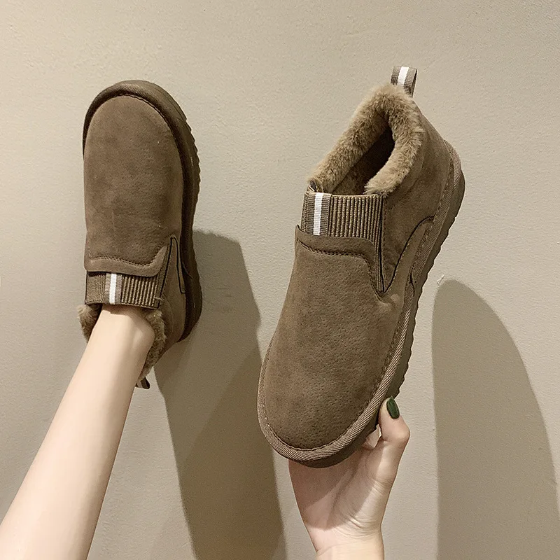 

Сапоги женские с хлопковой подкладкой, утепленные теплые зимние ботинки, удобная обувь из флиса и замши, с плюшевой подкладкой для пар