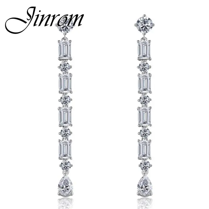 

Длинные серьги Jinrom из серебра пробы диаметром 7*10 мм, модные подходящие ко всему Роскошные серьги-подвески с аквамарином и перламутровой огранкой