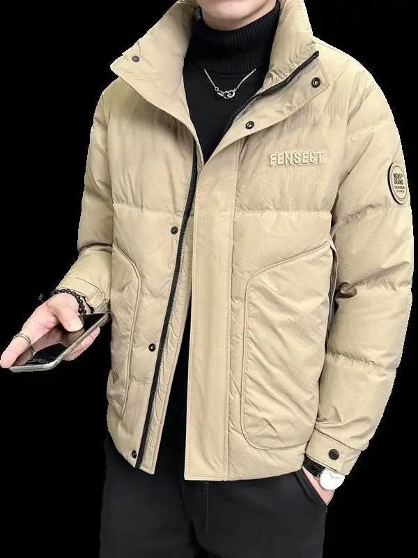 Men's Down jacket Winter 2024 New Fashion Brand Stand Collar Handsome Youth All-Match Cold-Proof White Duck Down Winter cloth...