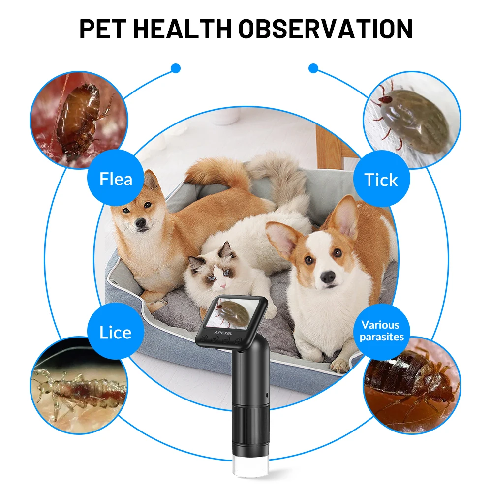 APEXEL 400X-800X HD Microscope Lens Handheld Portable USB Digital Microscope Optical Instruments Electron Microscopes with LED