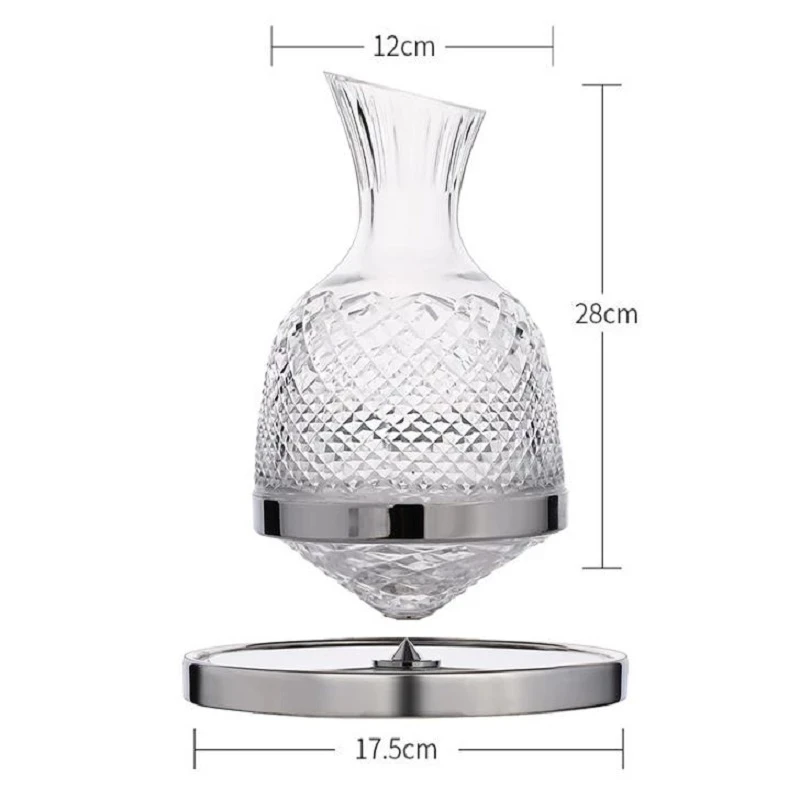 Eworld 1500ml Crystal Glass Top Spin Decanter Personality Mirror Carving Red Wine Tumbler Net Red with the Same High-end Set Win