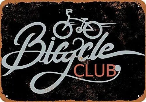 

Bicycle Club (Black Background) - Rusty Look Vintage Signs Tin Signs Garage Home Wall Decoration