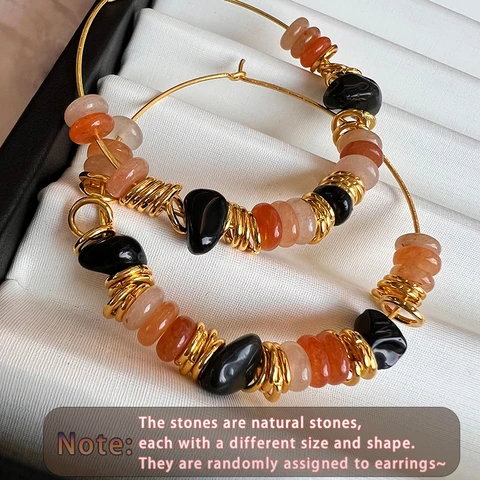 Серьги-кольца Taoya из камня