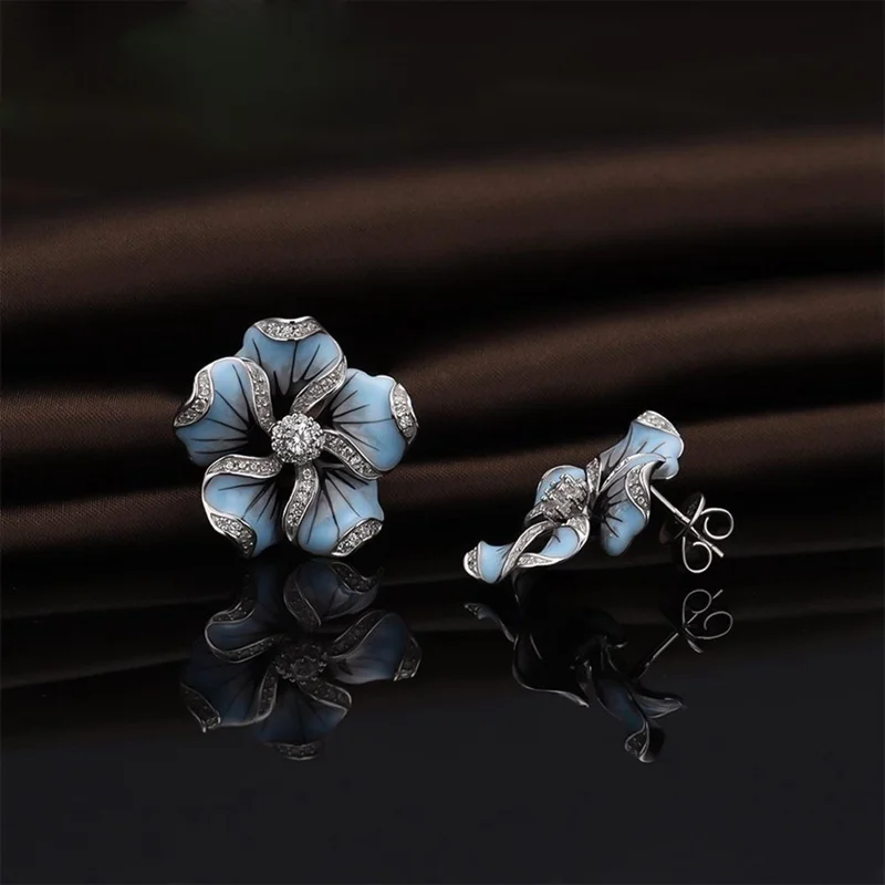 

New Korea Sweet Cute Flower Crystal Temperament Geometric Shiny Zircon Earring Statement Earrings for Women Pendientes Wholesale