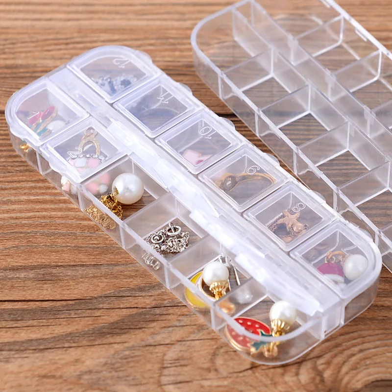 

12 Grids Clear Plastic Jewelry Box Compartment Container for Beads Crafts Jewelry Detachable Pill Case Earring Storage Box