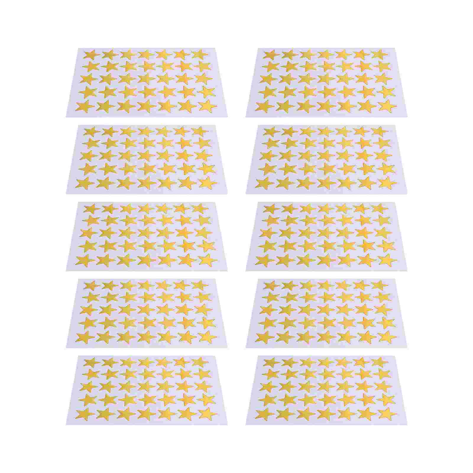 

10 листов, золотые наклейки в виде звезд для детей