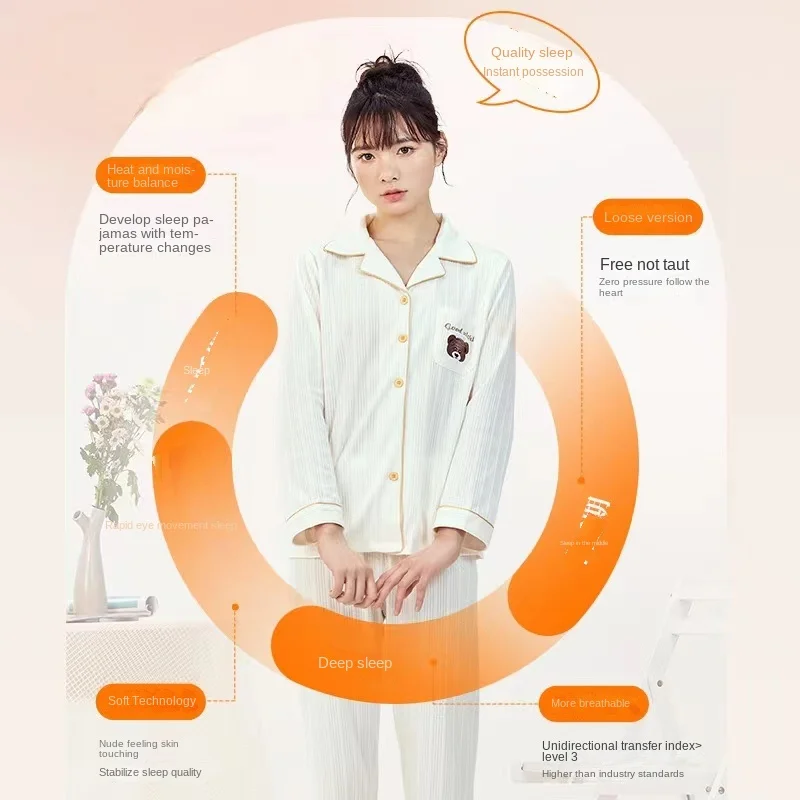 Fashion Pajamas Set For Women Plus Size M-XXL Clothes Ladies Cotton Home Wear Suit Autumn Winter Pajamas Sleep Tops