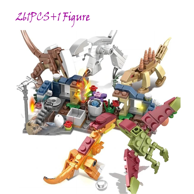 

261PCS MOC Dinosaur Block Prehistoric Age Planet Jurassic Brick Compatible Developmental Building Block Toys Gifts Boy