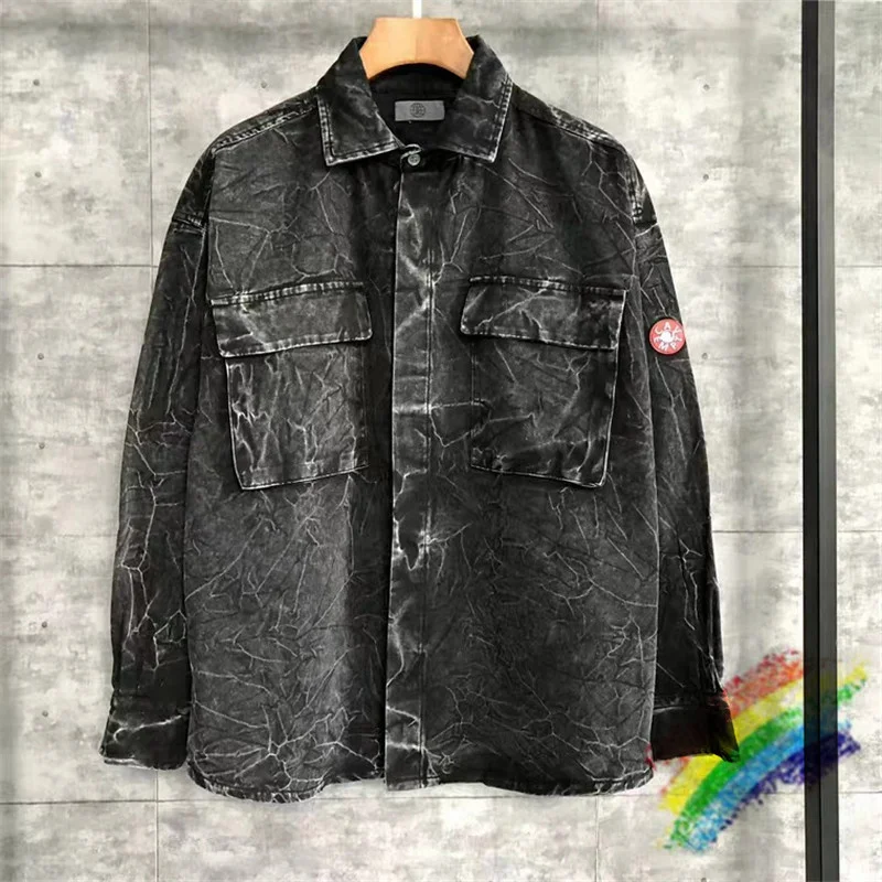 

Cav Empt потертые джинсовые рубашки для мужчин и женщин куртка 1:1 Высококачественная винтажная рубашка полосатые рубашки