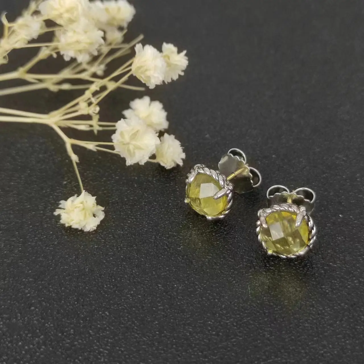 David Yurman Cable Classics Tetragonal Stone Earrings in Sterling Silver With Amethyst and Pave Diamonds Jewelers