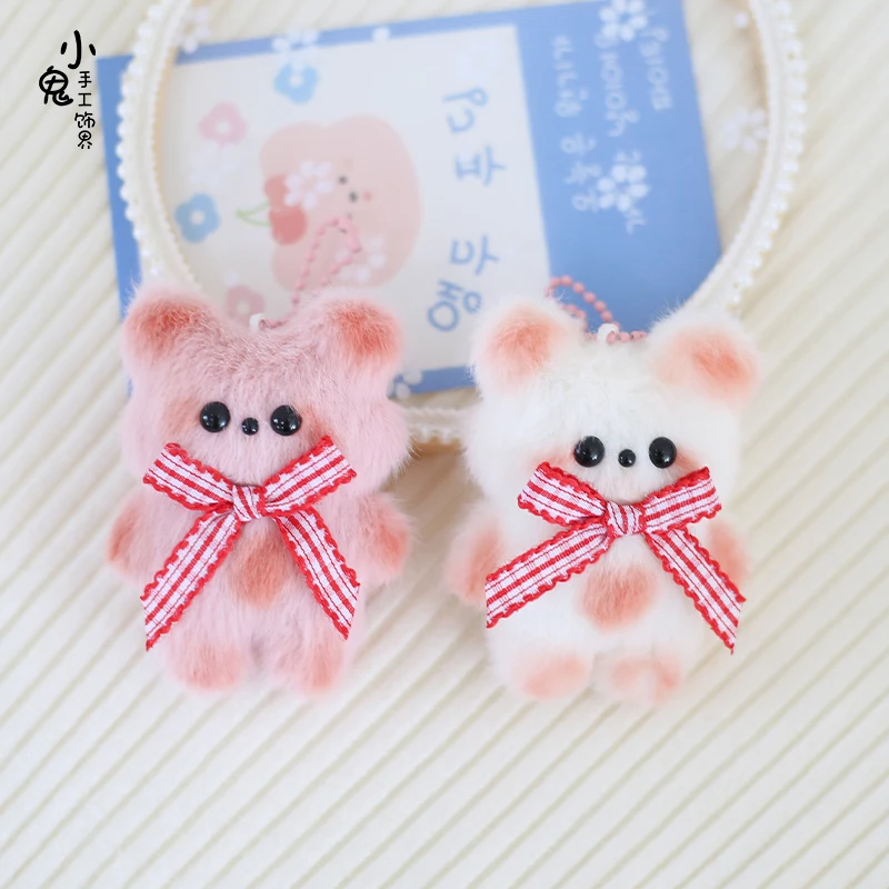 

Soft cute cute bear bag hanging key pendant bow Japanese plush bear bag pendant cartoon