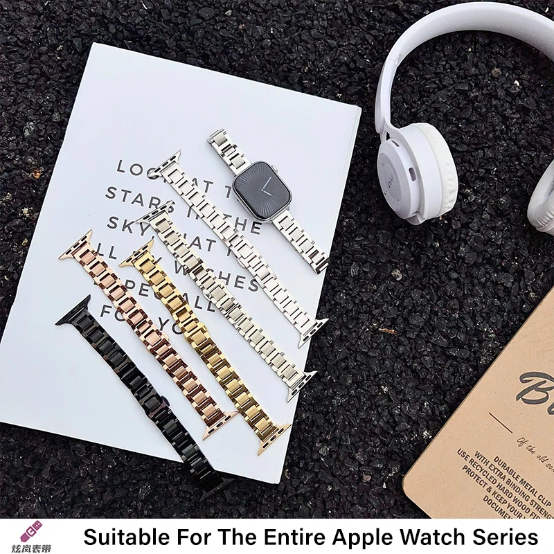 Тонкий ремешок из нержавеющей стали для Apple Watch Band 49 46 45 44 42 38 40 мм Стильный металлический ремешок Correa для iWatch S10 9 8 7 6 5 4 SE (art.: 3920cfdab8969) - 3920cfdab8969