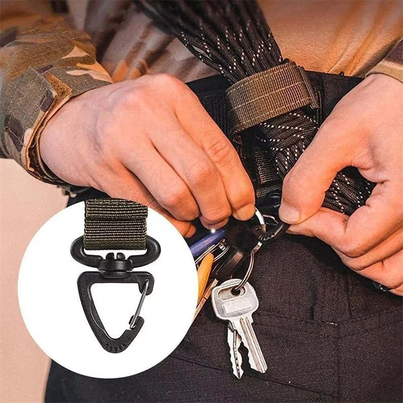 

Outdoor Camping Hiking Rotatable Molle Tactical Nylon Ribbon Knapsack Keychain Triangle Backpack Waist Bag Fastener Hook Buckle