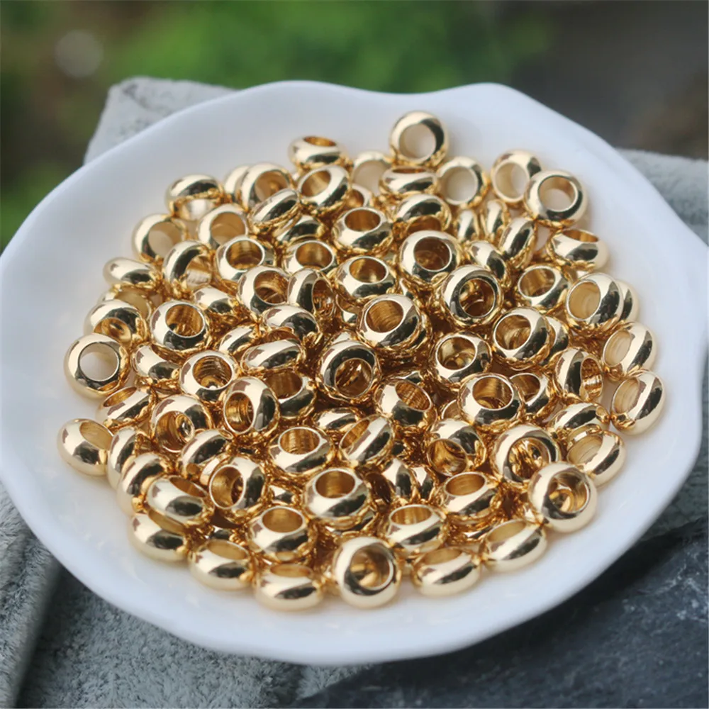 

14K gold clad accessories large hole transfer beads fixed tire Spacer Beads 5 / 6 / 7mm Vintage beads DIY loose beads