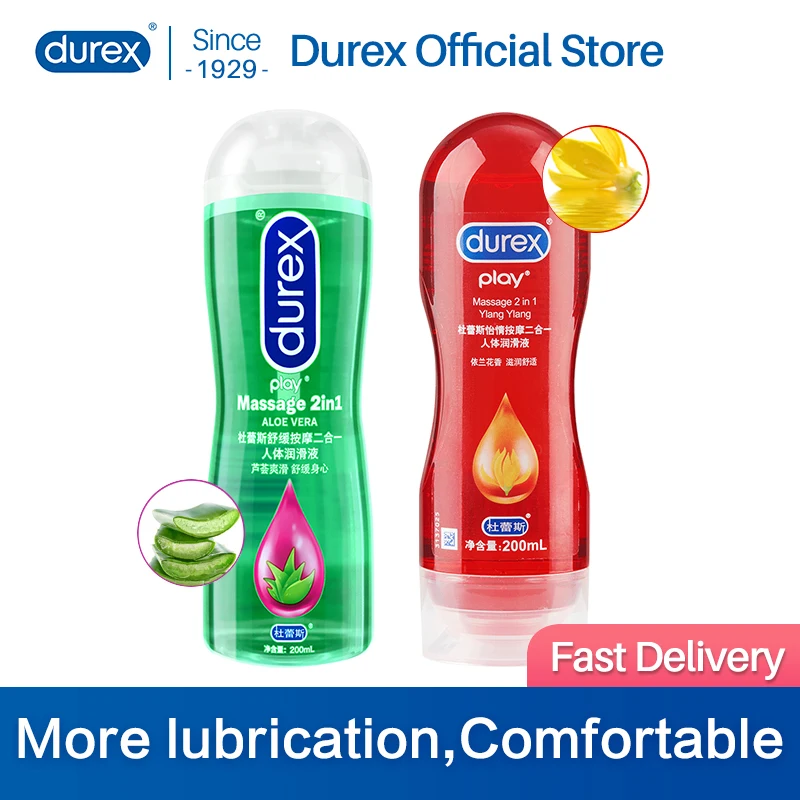 

Durex 200ml Sex Massage 2in1 Aloe Vera Lubricant Fruit Play Lube Water Based Anal Lubrication Intimate Good For Anal /Oral Sex