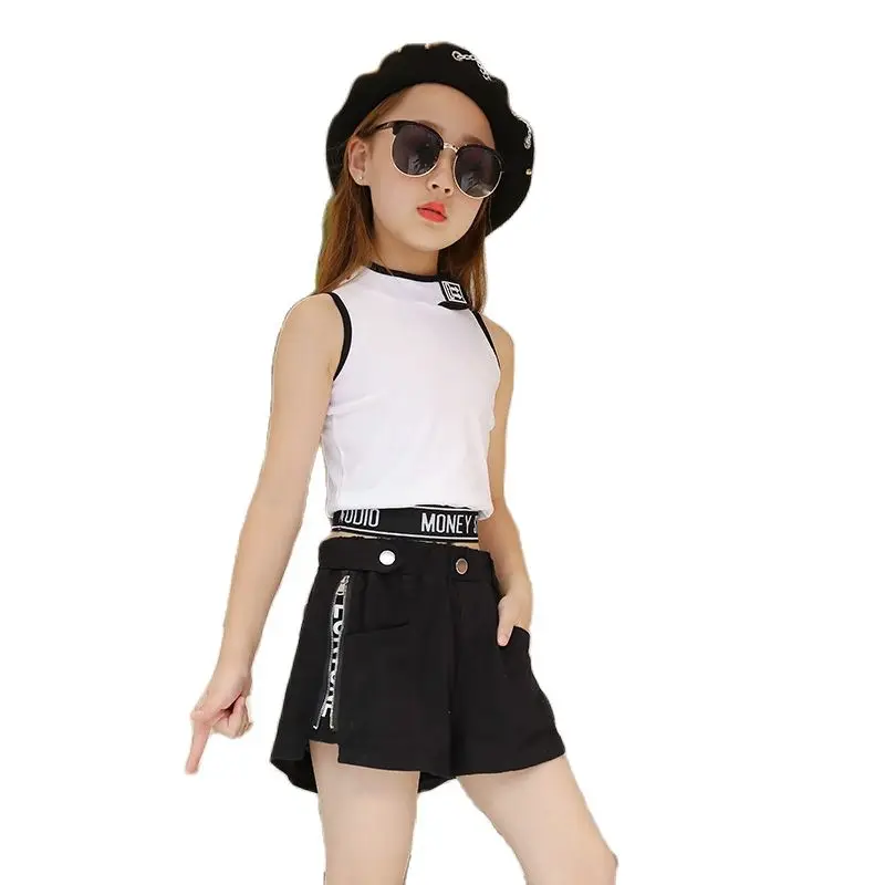 

Teen Girls Clothing Sets New Fashion Girls Sweatshirts Off Shoulder Suits Shorts Cotton Summer Children Kids Baby Clothes Tops