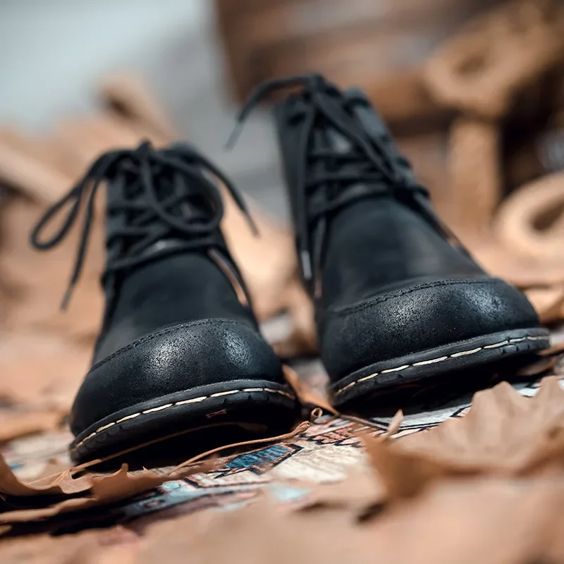 Мужская винтажная британская кожаная обувь высокого качества уличные рабочие