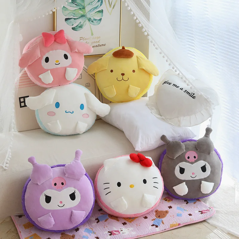 

Милая мультяшная Подушка Sanrio Mymelody Kuromi Cinnamoroll, плюшевая игрушечная Подушка, подарок для девушки в форме сердца, аниме периферическая кавайная домашняя подушка