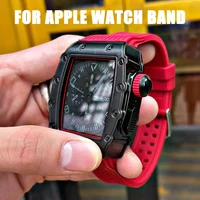 45mm for apple watch series 7 se 6 5 metal smart iwatch case 44mm 41mm rubber sports strap stainless steel set watchband tools