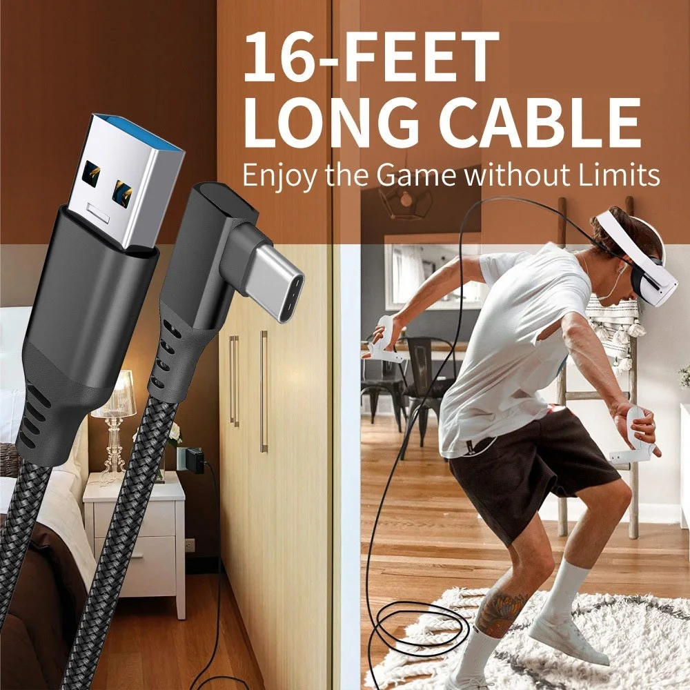 

For Oculus Quest 2 Fast Charge Cable 1m 2m 3m Link Cable USB TYPE C 3.0 Charging Data Transfer for Quest2 VR Headset Accessories
