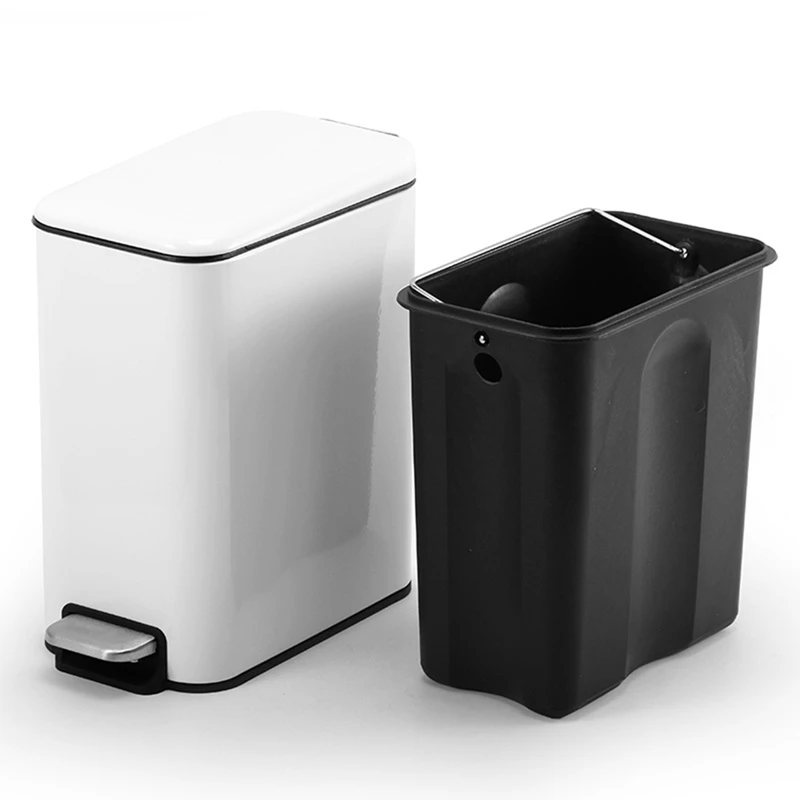 

Компактная мусорная корзина из нержавеющей стали для ванной комнаты со стальным педальным шагом и съемной подкладкой из пластикового ремн...
