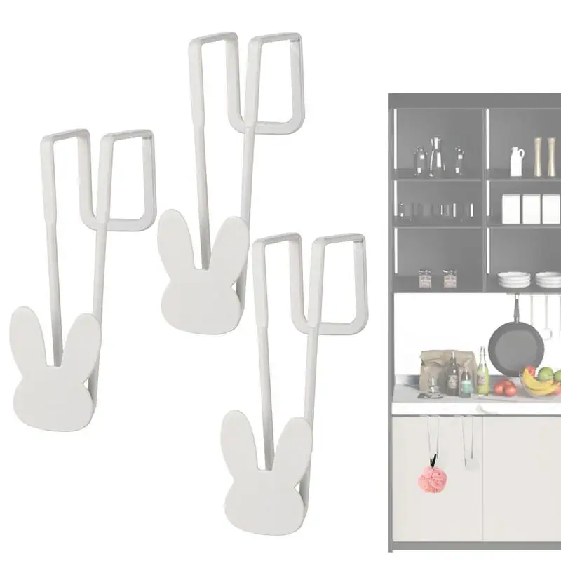 

Hook Over Door Rabbit Hook Organizer With 3KG Bearing Capacity Utility Hooks Towels Organizer For Kitchen Bedroom Living Room