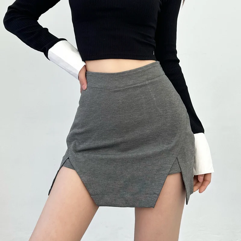 

Sexy TVVOVVIN High Summer Waist Casual Sports Women's Slim Fit Side Split Hip Spicy Girl A-line Short Skirt Fashion H4JL