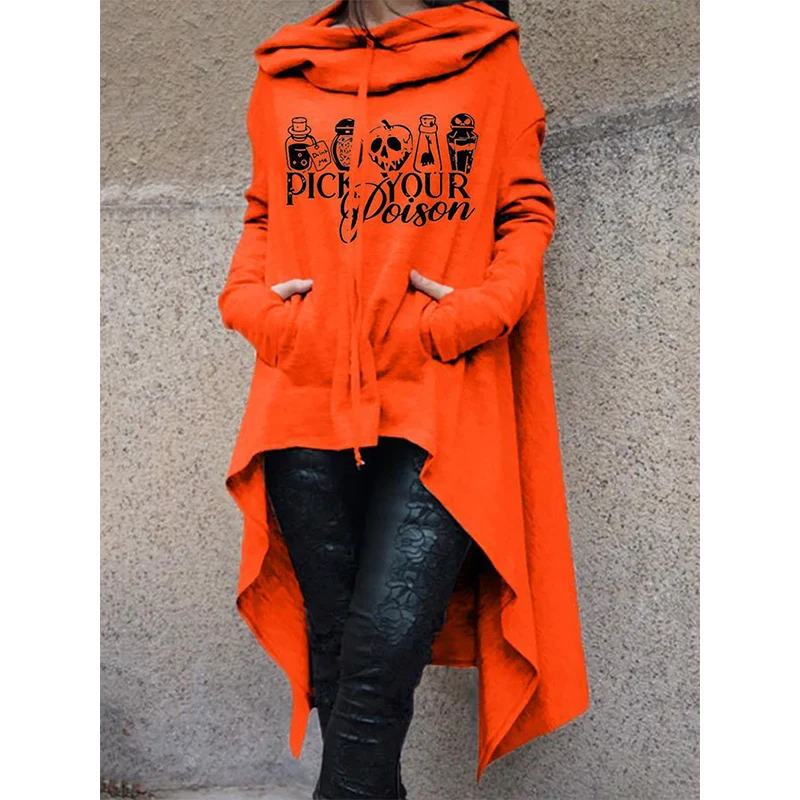 

Rheaclot Halloween Pick Your Poison Women's Retro Cotton Female Funny Cute Long Sleeves Sweatshirt
