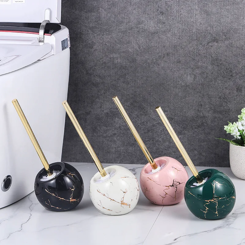 

Creative Household Cleaning Tool Toilet Brush Nordic Ceramics Marble Base Holder Round Shape Bathroom Accessories Supplies