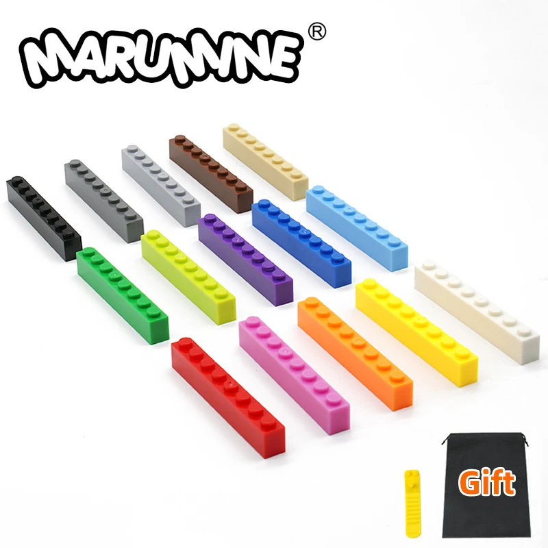 MARUMINE 1x8 точек кубик MOC кирпичи наборы 50 шт./лот классические строительные блоки детали набор для строительства Дети DIY Развивающие игрушки