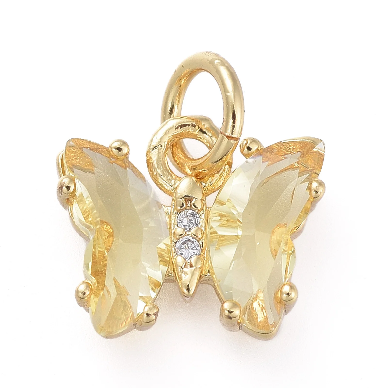 

Pandahall 5Pcs Butterfly Shape Brass Micro Pave Clear CZ Cubic Zirconia Pendant with Glass For Necklace Earring Jewelry Making