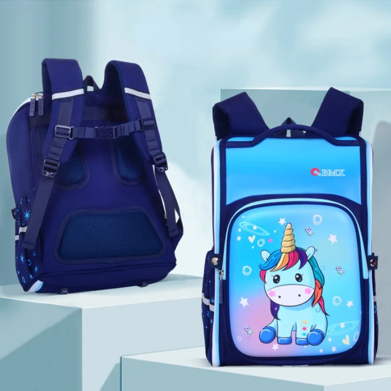 Children Cartoon Unicorn Astronaut Dinosaur Unicorn PU Backpacks New Girls Boys British Style Grade 1-6 Students Cute Schoolbags