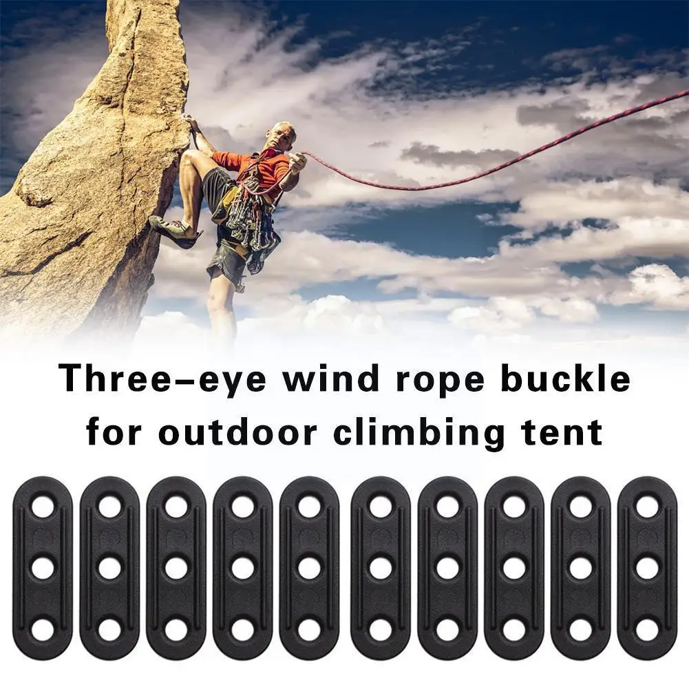 

10 Outdoor Mountaineering Tents Three-eye Wind Rope Buckle Plastic Adjustment Rope Anti-slip Wind Sheet Buckle G7i9