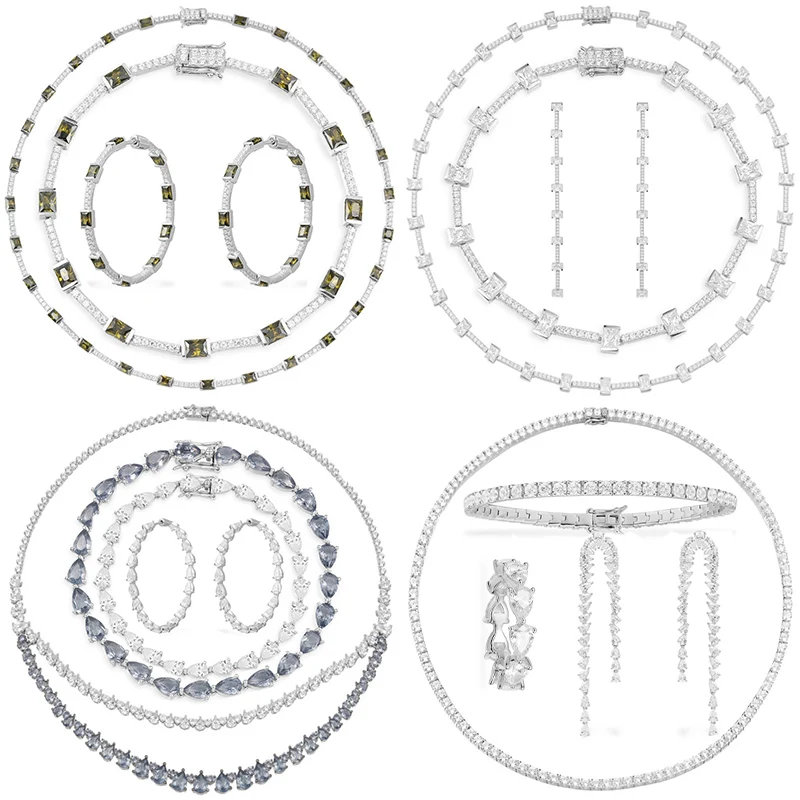 

LIDU 925 Стерлинговое Серебро 2022, новинка, May Tawny, Квадратный бриллиант, ожерелье, браслет, серьги, кольцо, модный, изысканный