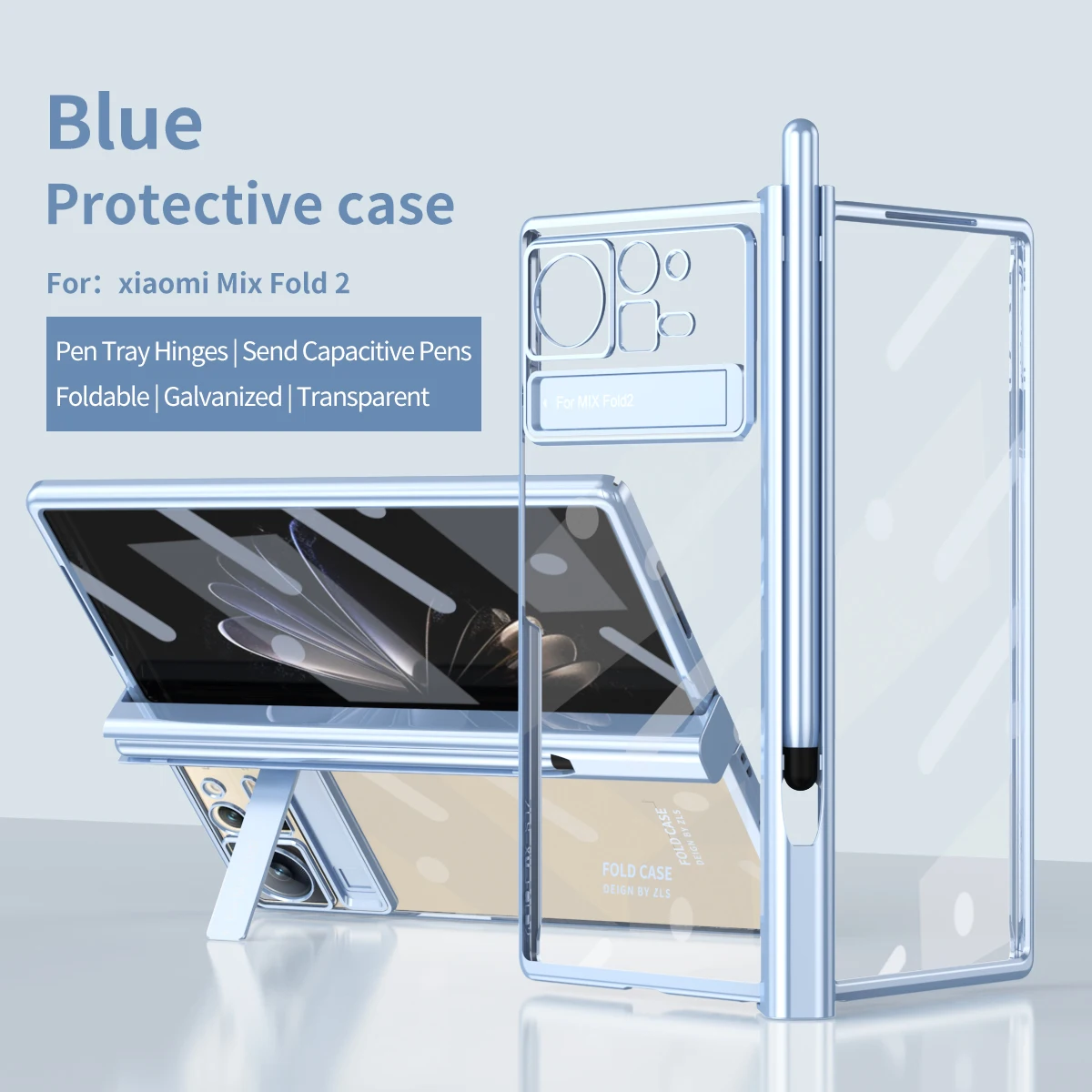 

Stylus S Pen Hinge Fundas for Xiaomi Mix Fold 2 Luxury Plating Transparent Anti-drop Case for Xiaomi Mix Fold 2 with S Pen Cover
