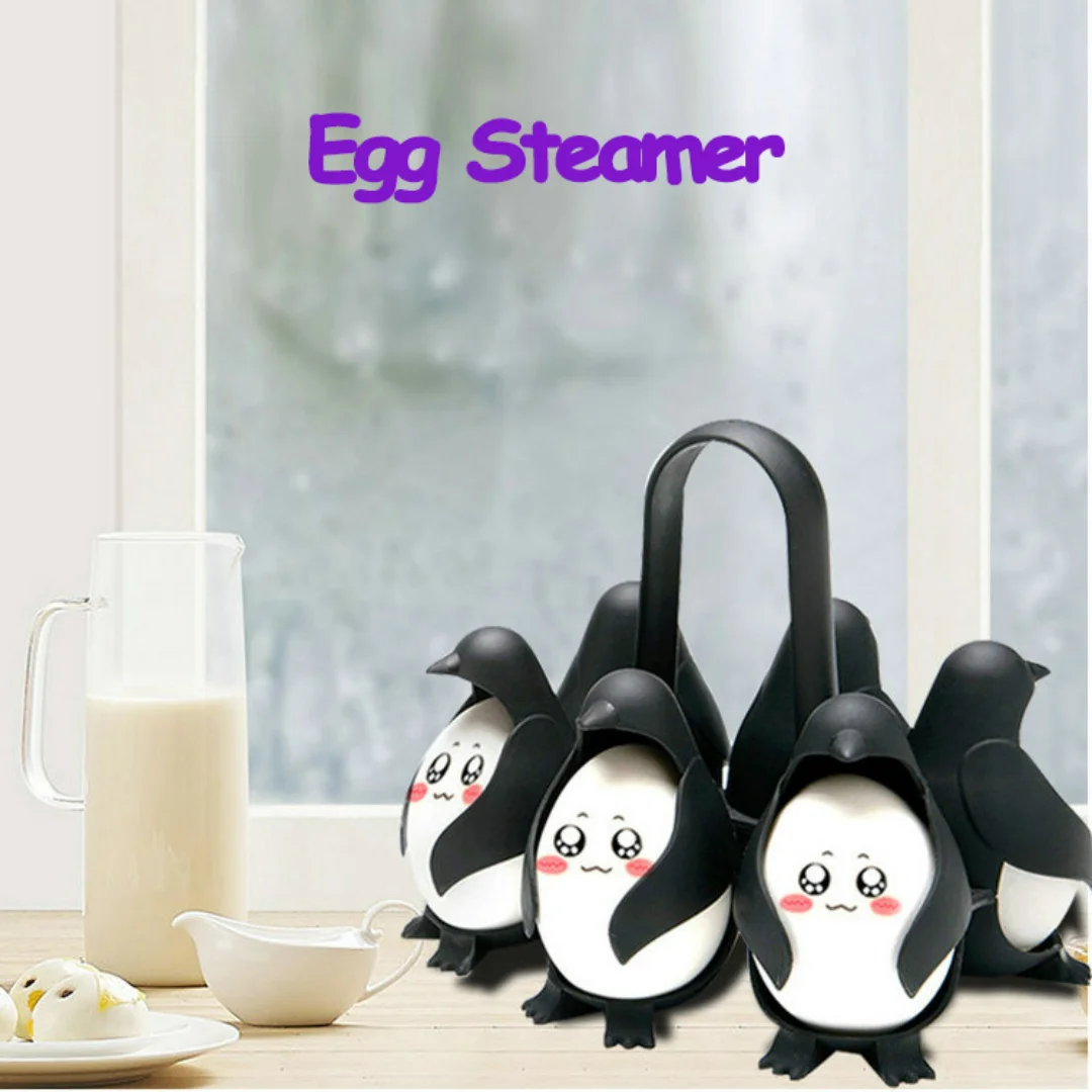 

Kitchen Tools 6 In 1 Boiled Egg Steamer Egg Rack Heat Resistant Safe Non Toxic Cute Penguin Boiled Egg Rack Egg Storage Rack