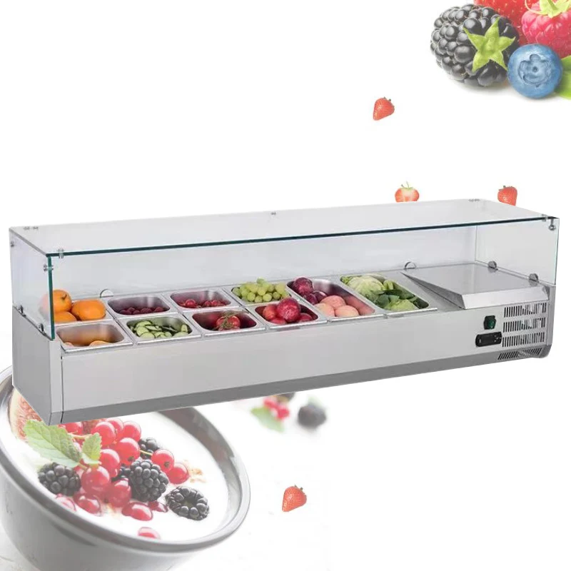 

Настольная Холодильная витрина для фруктового салата в супермаркете, шкаф для сохранения свежести, витрина