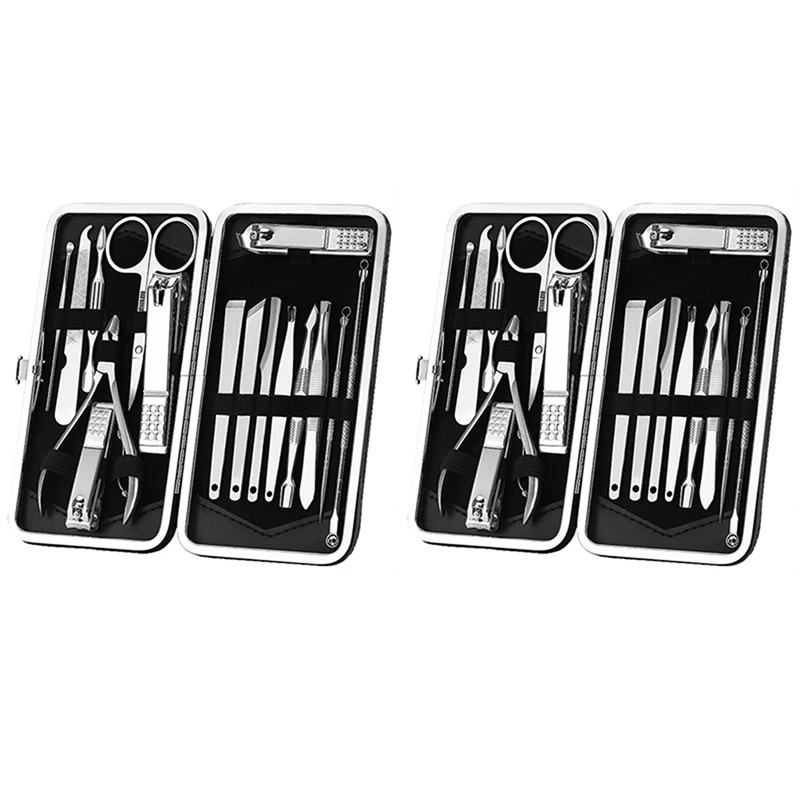 

2X Nail Pedicure Set Professional 16 In 1 Stainless Steel Nail Cutting Machine Kit Tool