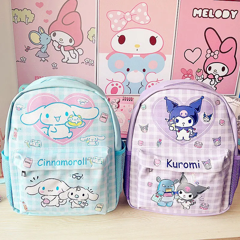 

Sanrios Kawaii Cartoon Hellokittys Kuromi Cinnamoroll My Melody Pachacco Backpack Cute Large Capacity Pu Portable Storage Bag