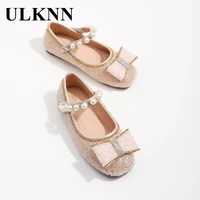 princess girls shoes 2022 pearl spring autumn period kids new beige beading shoe childrens fashionable lovely baby flat shoes