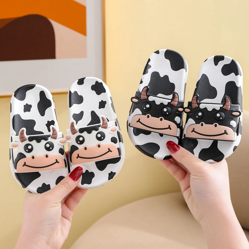 Summer Children's Slippers Cow Pattern Non-slip Breathable Cute Cartoon Boys Girls Comfortable Soft Home Slippers Shoes Kids