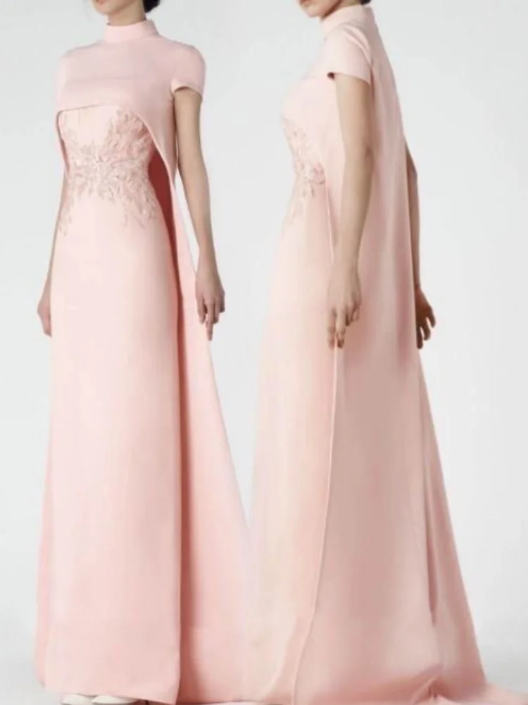 

Женское атласное платье с кружевной аппликацией, длинное свадебное платье для матери невесты