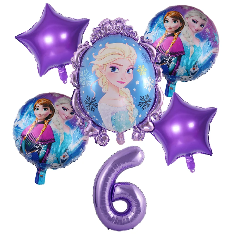 

6pcs/lot Disney Frozen Princess Elsa Birthday Party Wedding Decorations Supplies Baby Shower Aluminum Foil Balloons kids toys