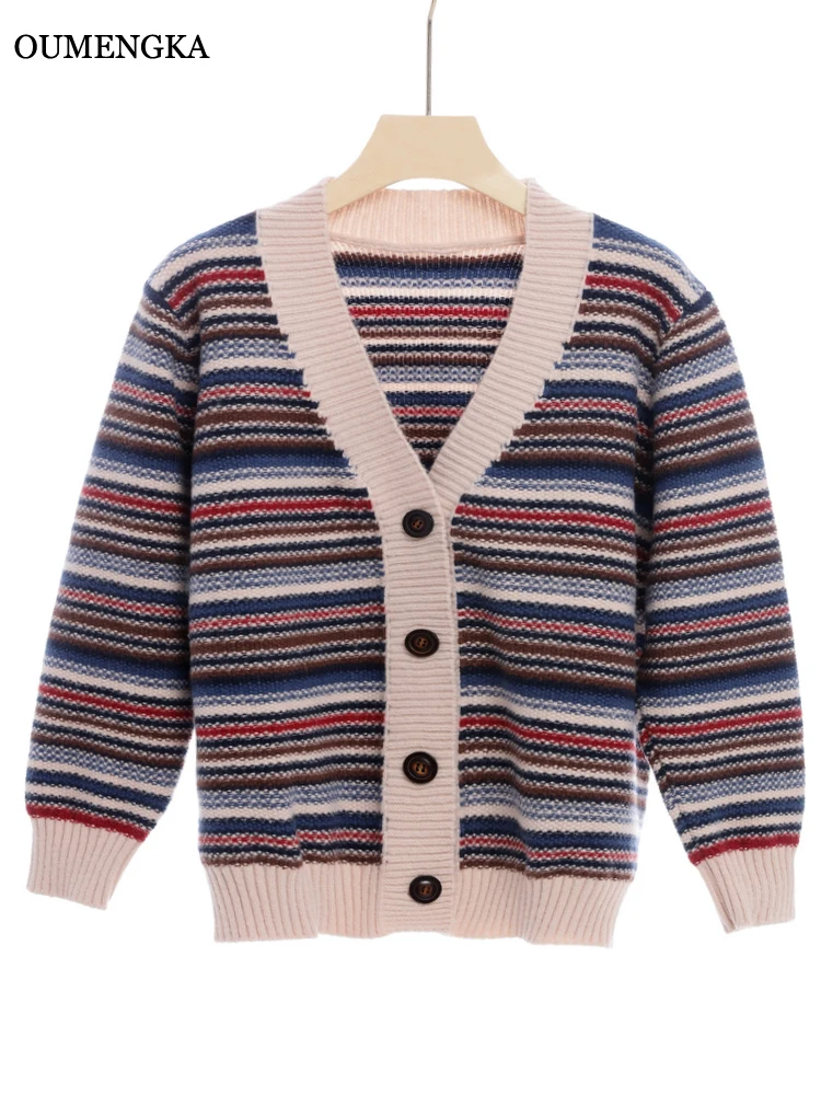 Трикотажный однобортный Кардиган на пуговицах с V-образным вырезом и длинными